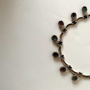 Necklace and earring vinteg silver with semi precious colored stone